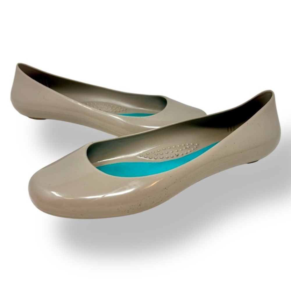 Oka B. Taylor Shiny Ballet Flats Gray Slip On Shoes Lightweight Recyclable